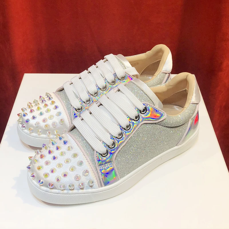 2023 Europe and the United States new spring and autumn color diamond lace-up flat casual shoes