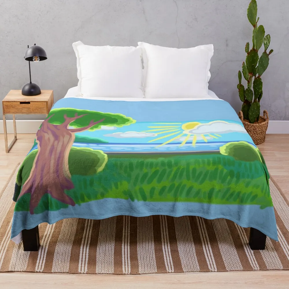 Riverview пейзажная живопись пледы одеяло декоративные кровати кровать модные