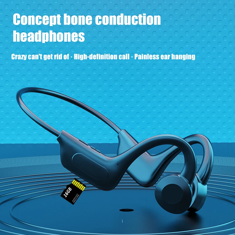 

VG02 Bone Conduction Earphone For Sports Wireless Headphones 5.1 Chip Support TF Card Music Handfree Hifi Handsfree Tws