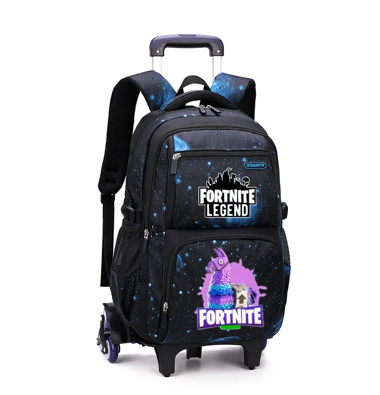 Фото Новый школьный рюкзак-тележка Fortnite: легкий, с дизайном для подъема по лестнице, водонепроницаемый, в стиле аниме, повседневная дорожная сумка, вместительный студенческий рюкзак №3