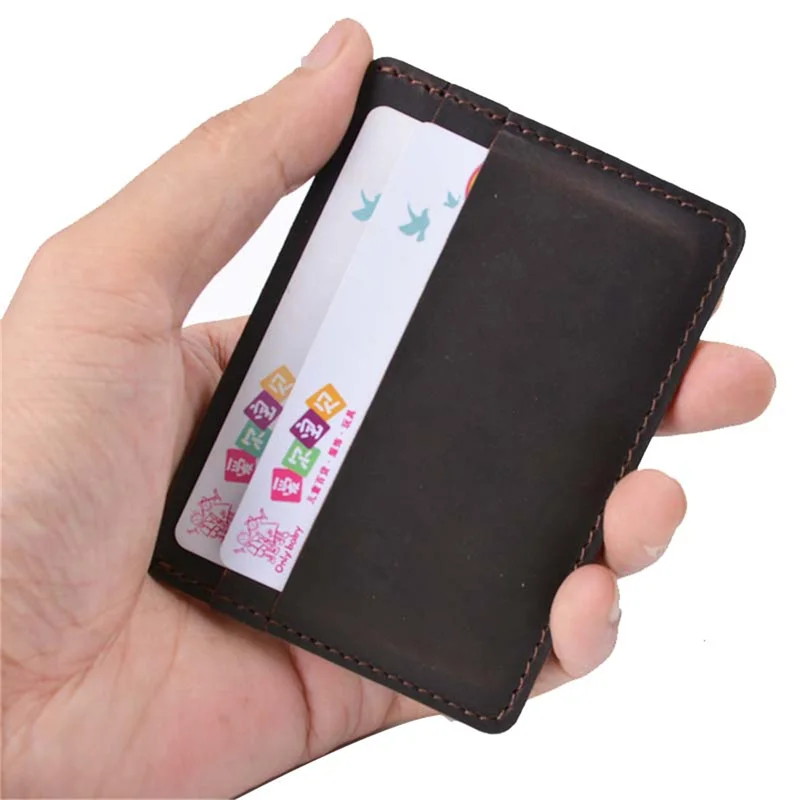 Держ для кредитных карт AIGUONIU мужчин Винтажный дизайн кожа Crazy Horse индивидуальный