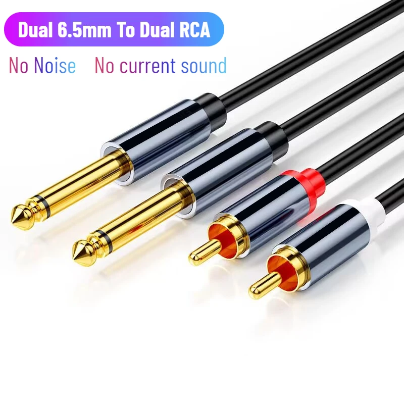 

Dual 6.5mm TS To 2 RCA Audio Cable 2 Male To 2 Male 1/4" Jack Suitable for TV DVD Mixer Speaker Sound Card Amplifier So On