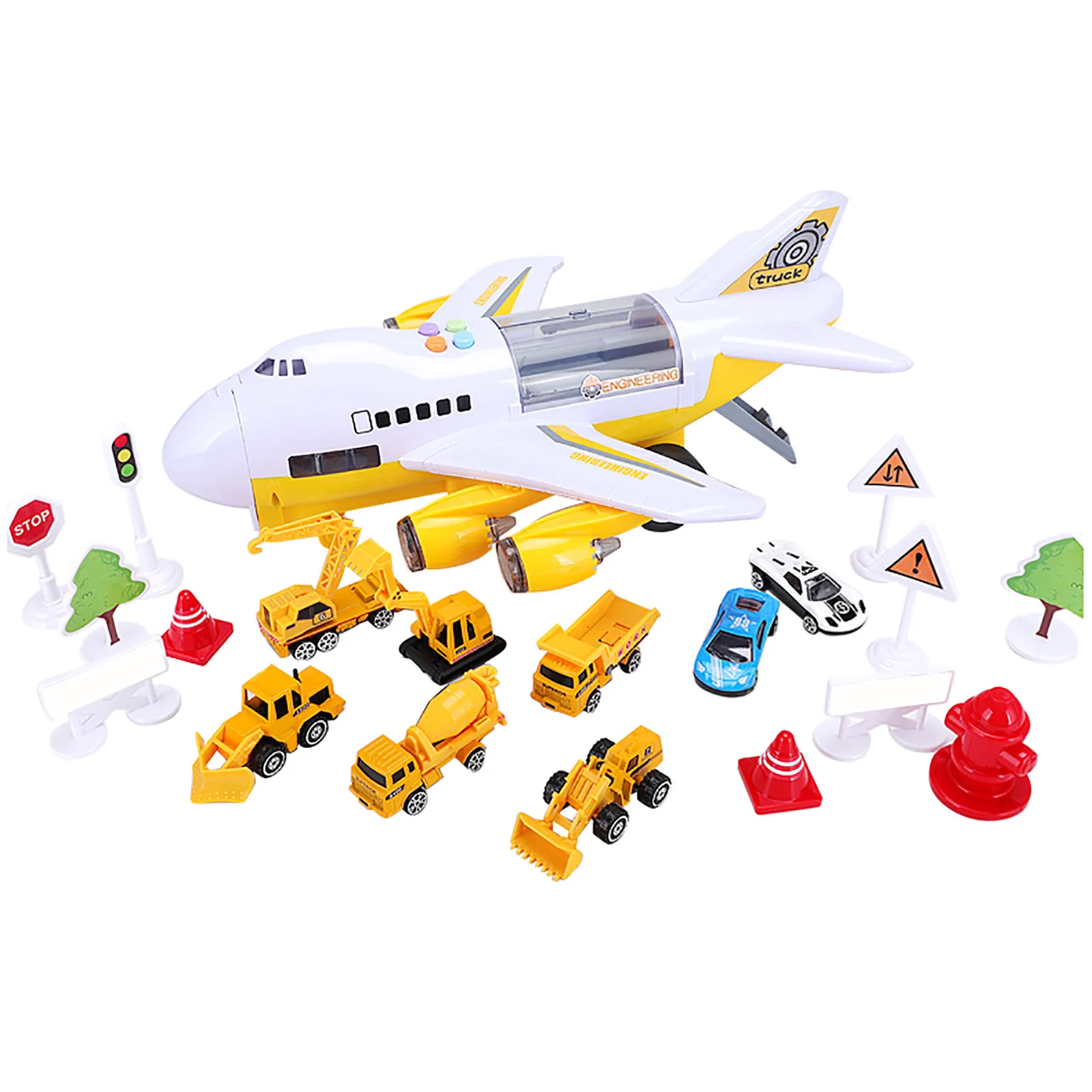 

Construction Toys Set Trucks Wheel Car Cargo With Airplane Transport Education