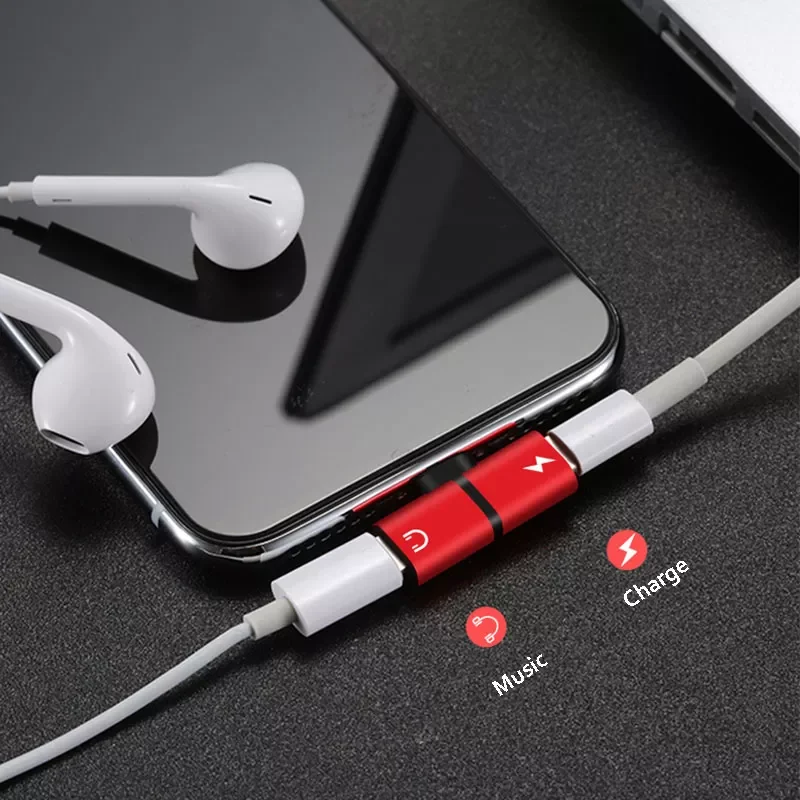

For iPhone 7 8 X XS XR Ipad Audio Charging Dual Adapter Splitter For Lightning Jack to Earphone AUX Cable Connector Converter