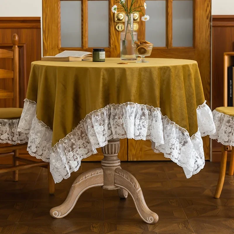 

Vintage Velvet Round Home Dining Tea Cloth Romantic and Beautiful S6H3887