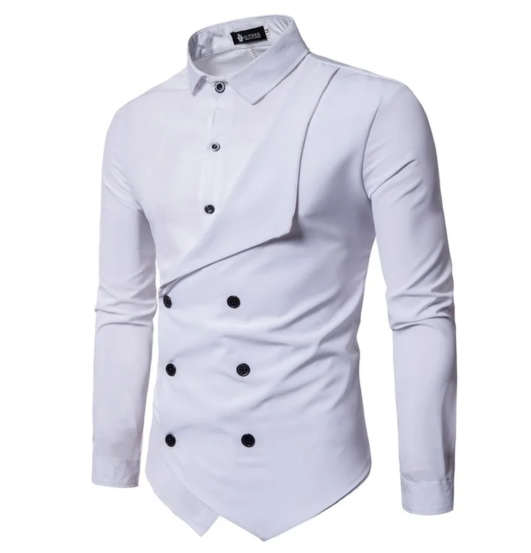 НОВАЯ тонкая мужская индивидуальная двубортная рубашка из двух частей с длинным
