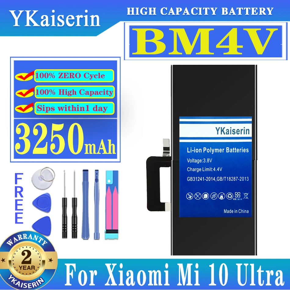 

YKaiserin For Xiao Mi BM4V 3250mAh Replacement Battery For Xiaomi Mi 10 Ultra Mi10 Ultra Mi10Ultra High Capacity + Track Code