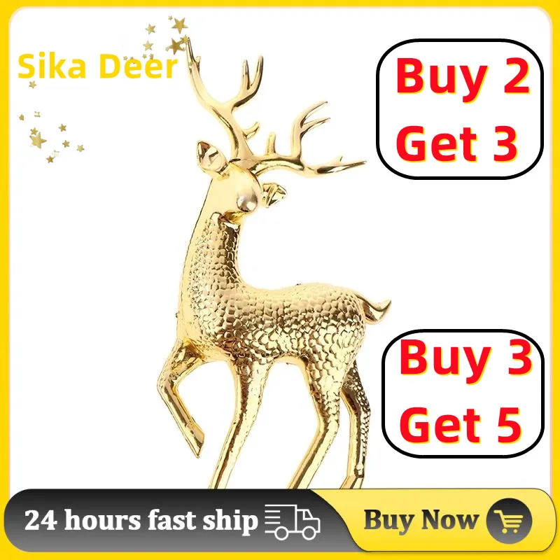 1/3/5PCS Artificial Simulation Christmas Sika Deer Reindeer Fairy Tale Garden Props Animal Statue Home Elk Shop Display Cabinet