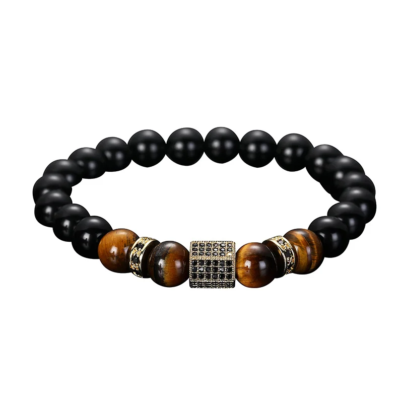 

Natural Stone Beads Bracelet Set Black Zebra Rhodonite Moonstone Agates Hematite Bracelets For Women Men Jewelry