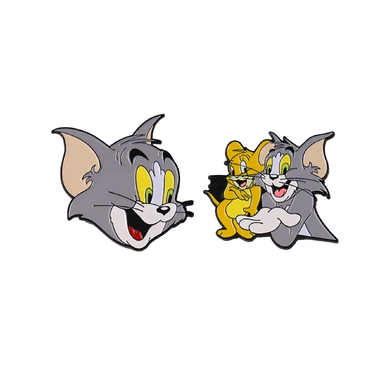 

Винтажная брошь на воротник с изображением кошки и мыши из мультфильма для детей, мужчин, женщин, забавная эмалированная брошь для рюкзака, ...