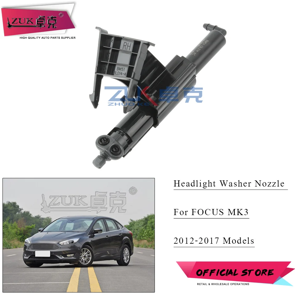 

ZUK For FORD For FOCUS MK3 Headlight Washer Nozzle Headlamp Water Spray Jet Year 2012 2013 2014 2015 2016 2017 High Performance