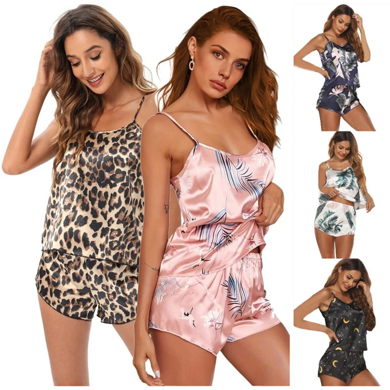 

Women's Pajama Sets Night Wears Rayon Pajamas Cozy Soft Pijamas Fashion Leopard Print Big Size 2Piece/Set Luxury Home Clothes