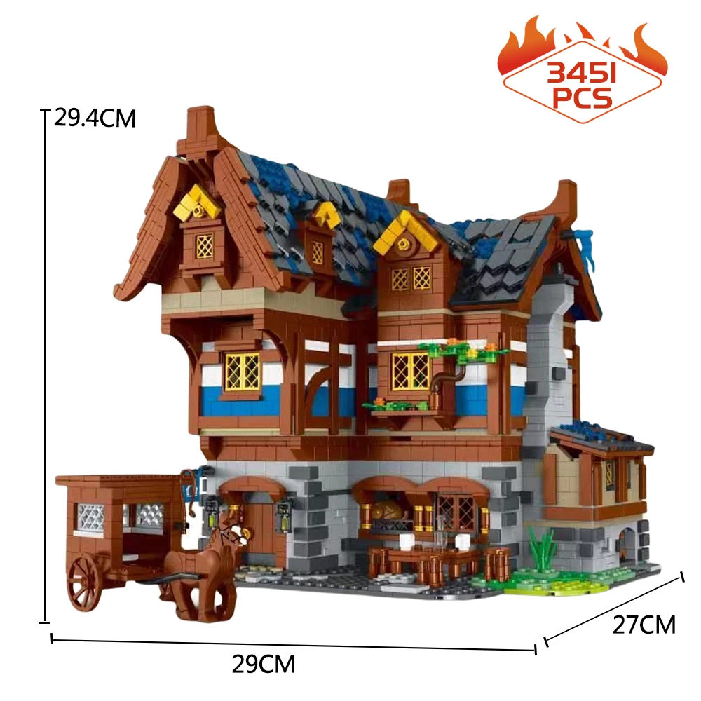 

033002 Creative Expert Moc Medieval Tavern Town Inn Brick City Street View Modular House Model Building Blocks Bricks Toys Gifts