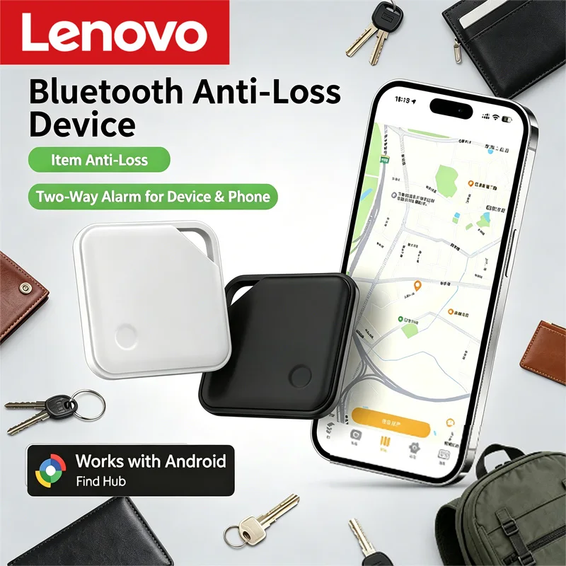 Фото Трекер для поиска устройств Lenovo Google Find My Device, устройство защиты от потери, локатор Google Android iTag, трекер для животных, доступен в нескольких цветах, брелок для ключей. №1