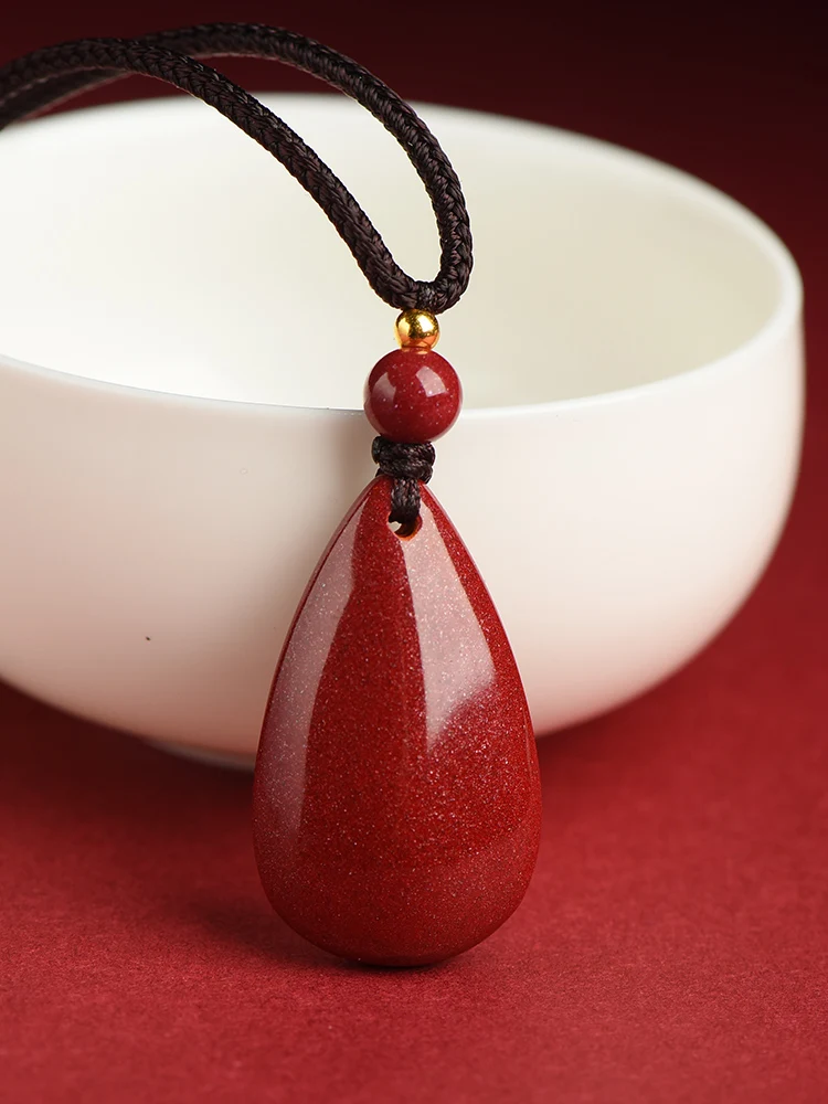 Натуральная киноварь подвеска в виде капли воды необработанная руда с высоким