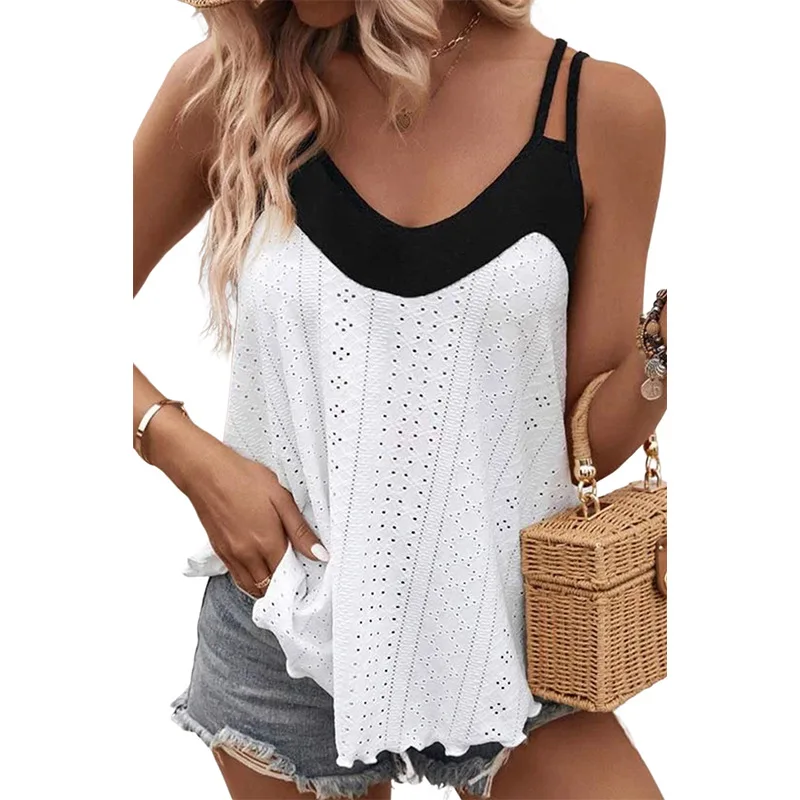 

Summer color matching tank top women clothing casual simple sleeveless tops
