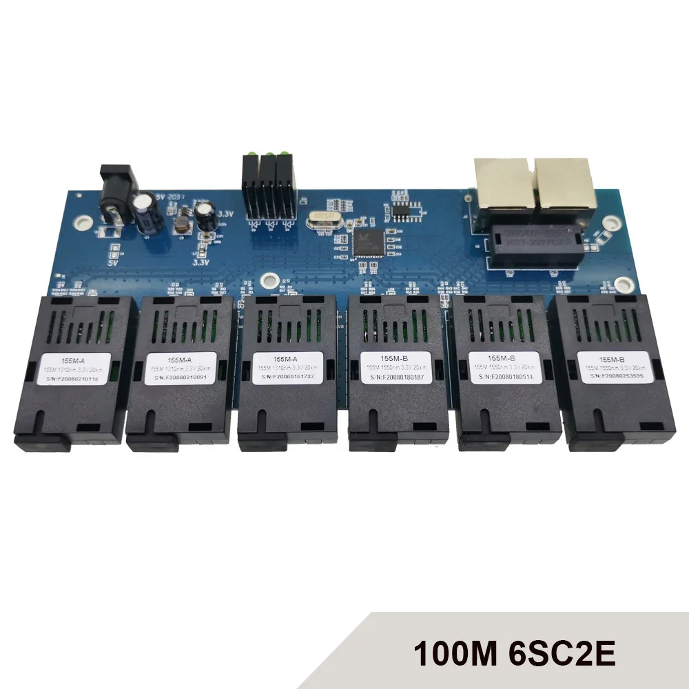 

Коммутатор 6SC2E Ethernet 10/100M с 6 волоконными портами SC 20KM 2 UTP RJ45
