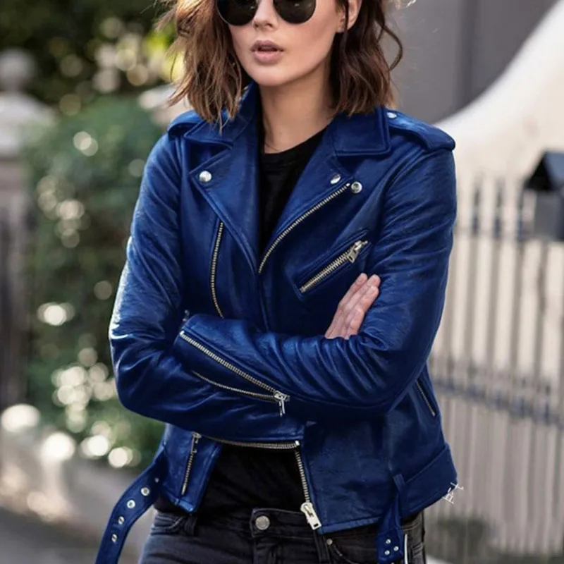 Fashion Faux Leather Moto Biker Zipper Winter Jacket Women 2023 Punk Streetwear Coats Long Sleeve Casual Jackets New Veste Femme