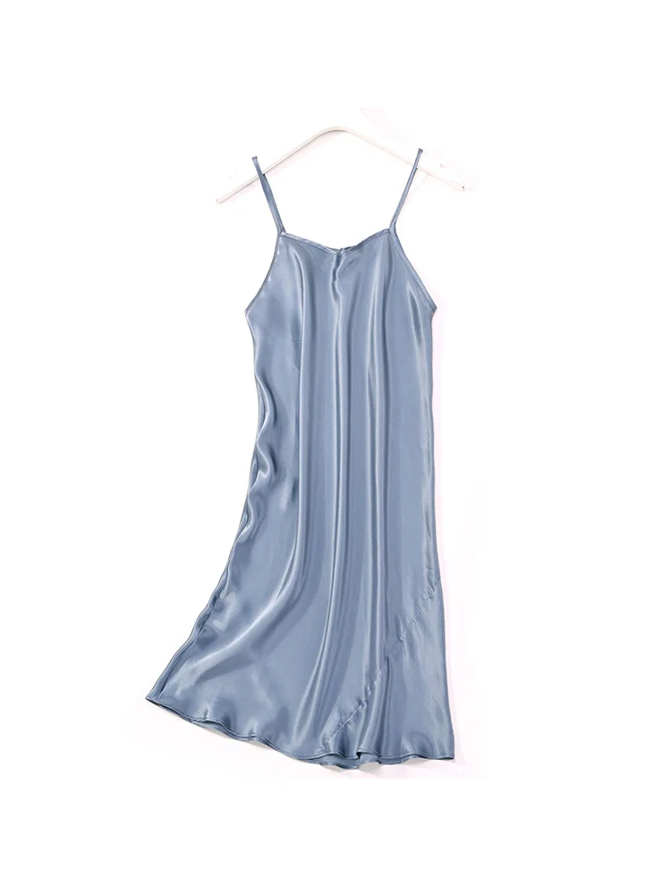 SuyaDream Silk Sleep Dress 100%REAL SILK Women Healthy Solid Spaghetti Strap Mini Dresses 2022 Summer Sleepdress White Pink