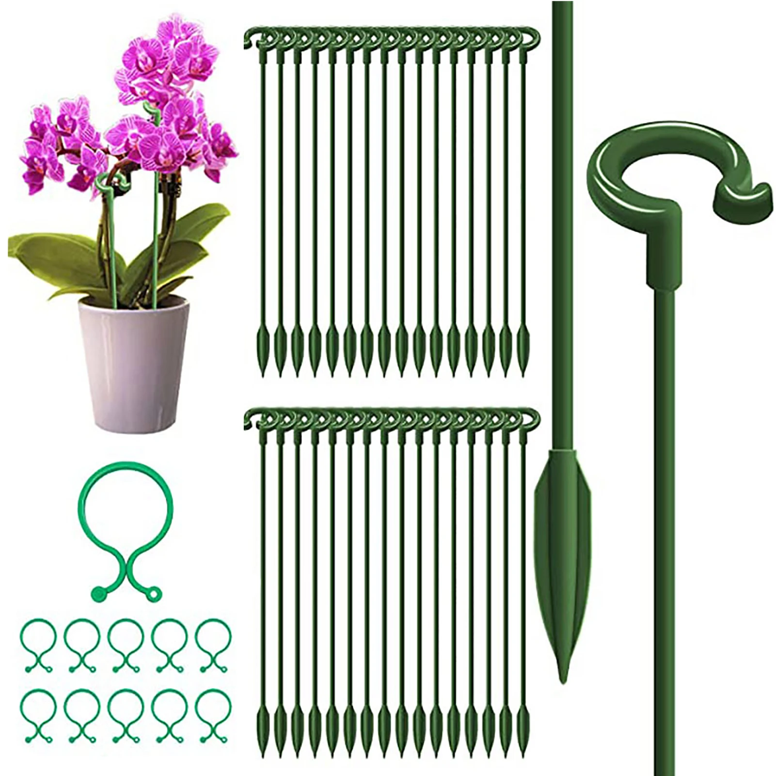 

Подставка для растений с одним стержнем, стойка для подъема в горшке, для цветов, с зажимами, прочная крепкая фиксация, для лилии, пиона, розы