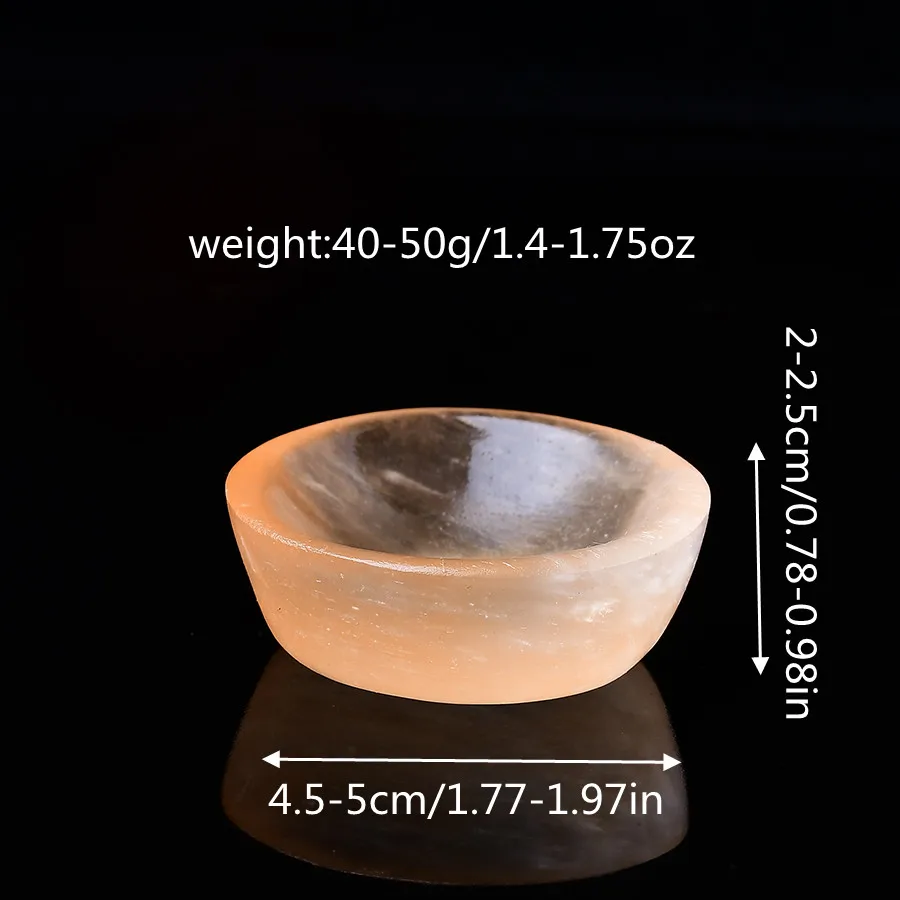 Натуральная оранжевая чаша из селенита ручная резная зарядная тарелка для