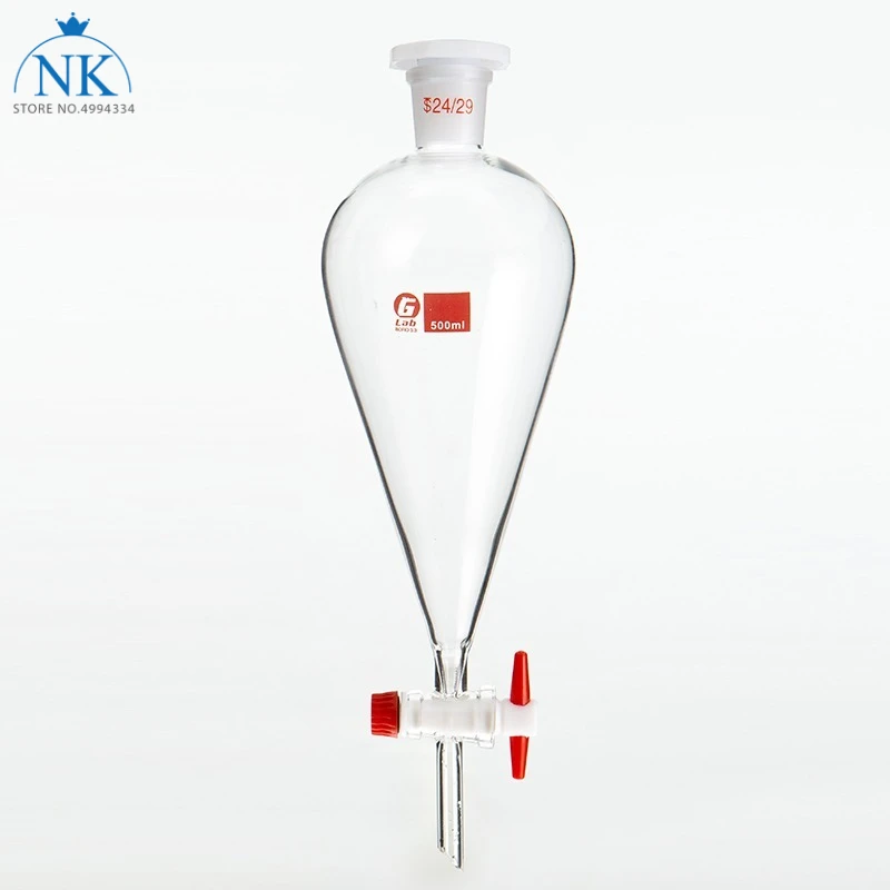 1pcs 30ml to 1000ml pear-shaped Clear And Thick Separating Funnel with PTFE Piston for Lab experiment