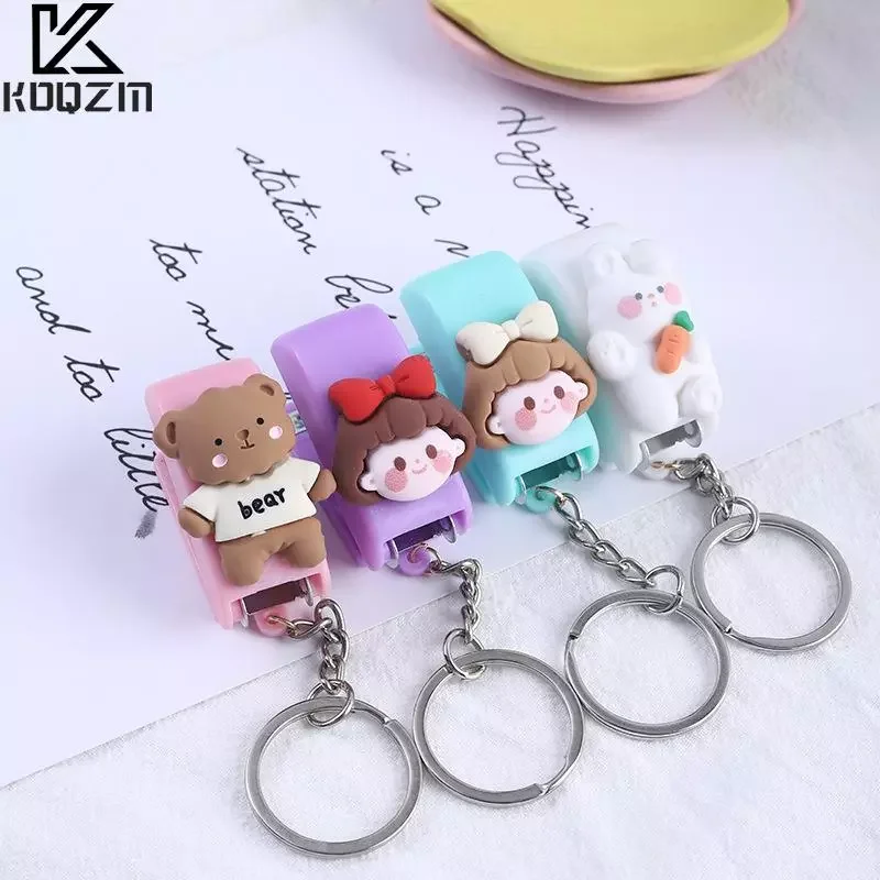 

Мультяшный мини степлер, брелок для ключей, цветной студенческий креативный степлер макарон, удобное кольцо для ключей, подвеска