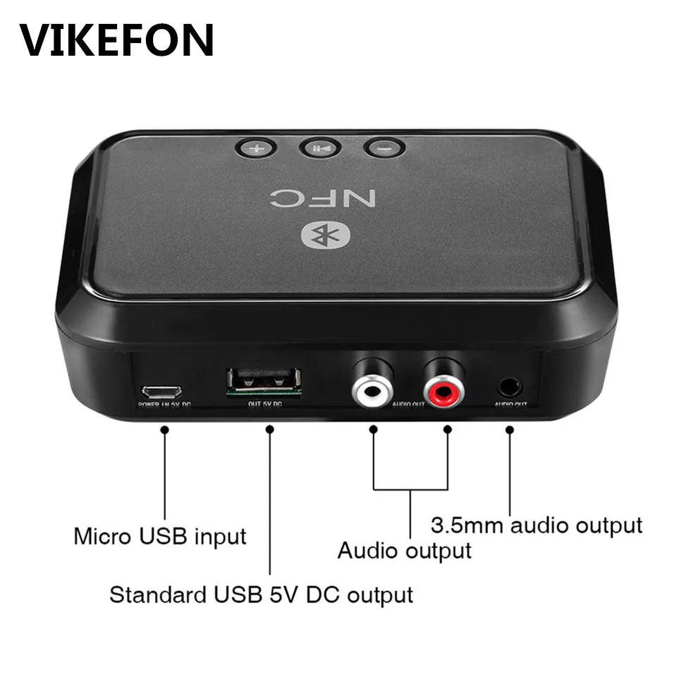 

VIKEFON Bluetooth Receiver NFC/USB Disk Music Reading Stereo Wireless Adapter 3.5mm AUX/RCA Car Speaker Bluetooth Audio Receiver