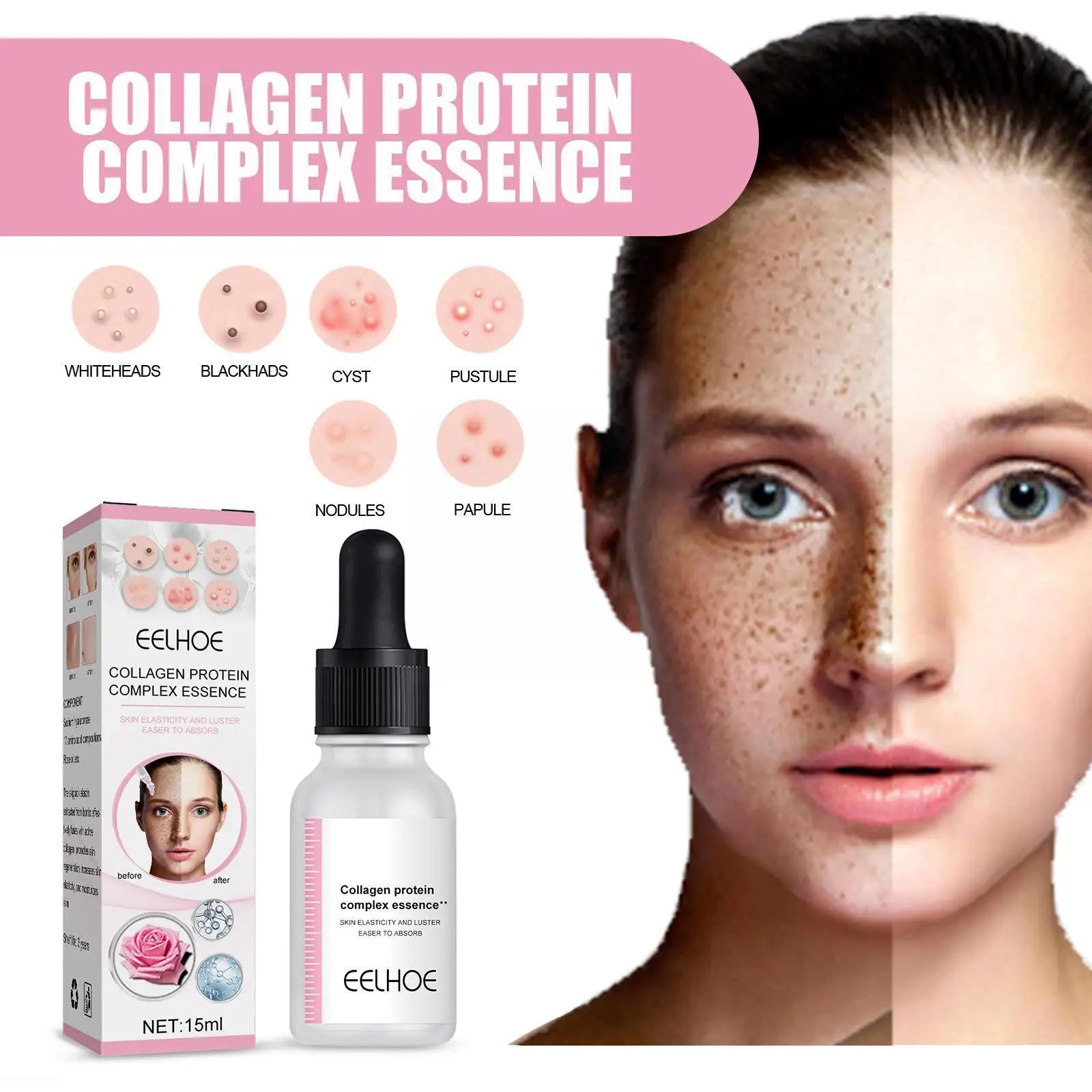 

15ml Sheep Placenta Collagen Essence Lifting Firming Fade Pore Hyaluronic Tone Improve Shrink Anti-wrinkle Spots Serum Skin F8S8