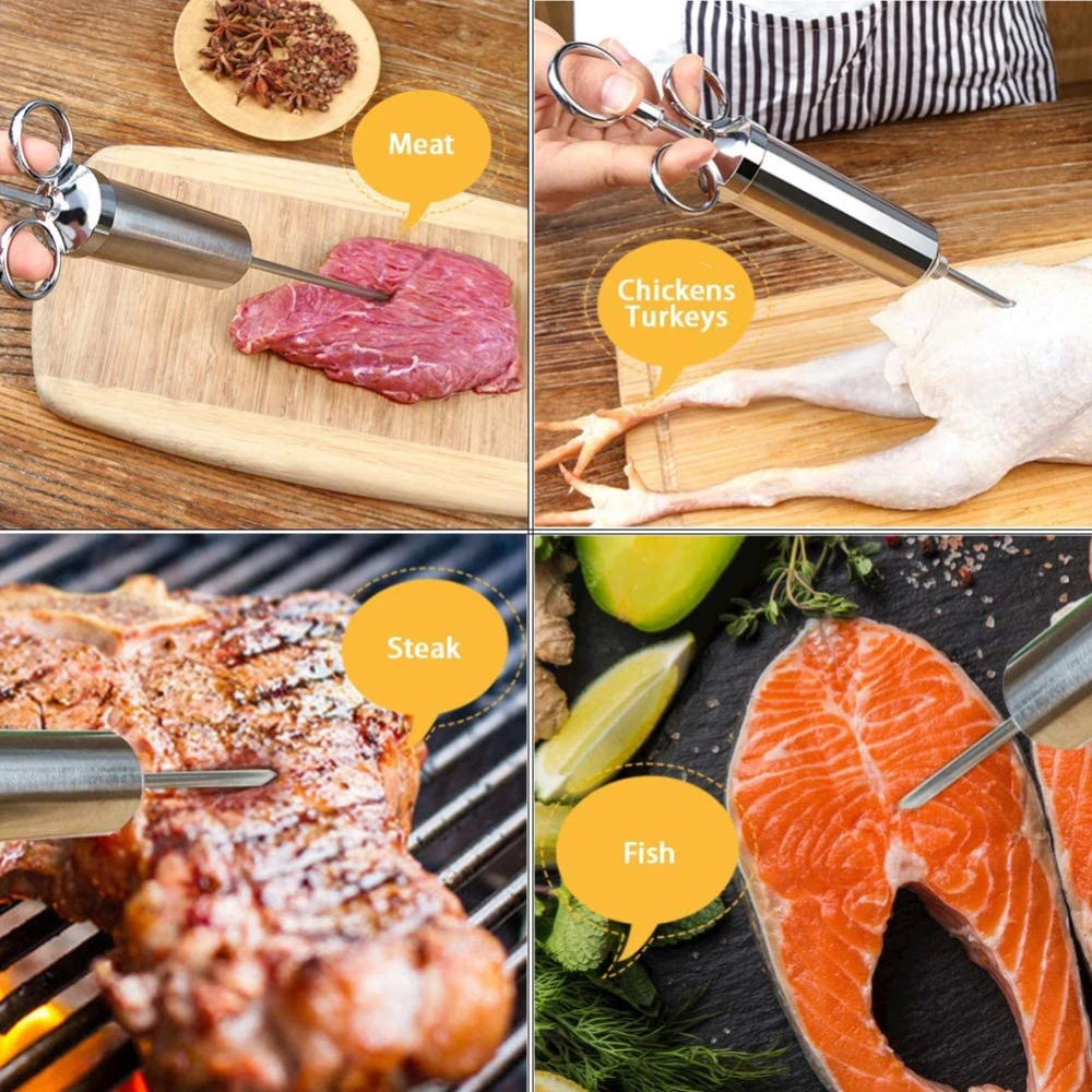 Инжектор для приправ и маринада MLIA кулинарный шприц из нержавеющей стали 304 2