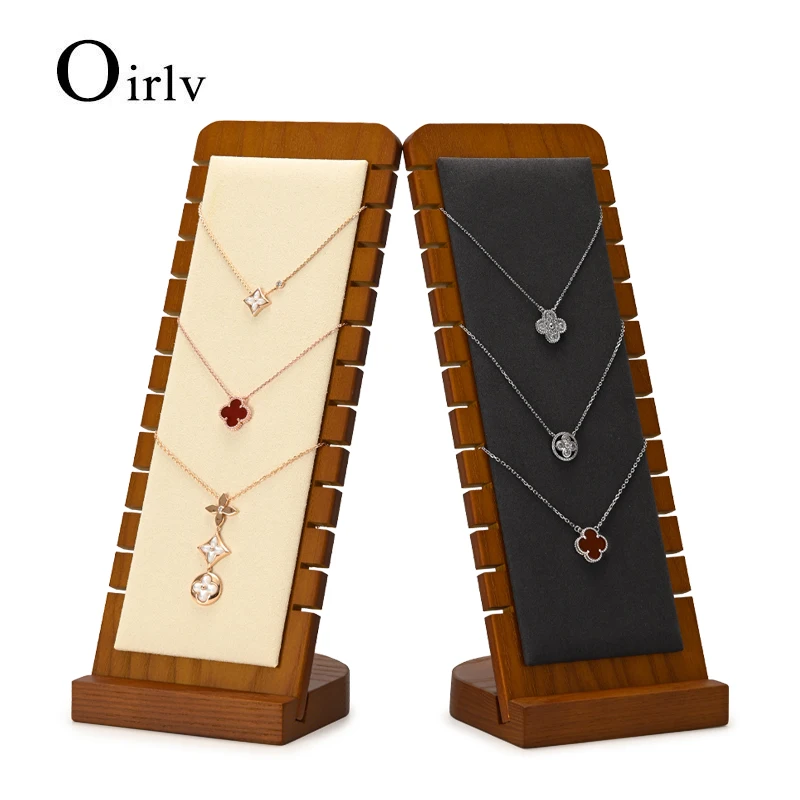 Oirlv Solid Wood Jewelry Stand Display Necklace Pendant Display Props Wooden Jewelry Rack Necklace Display Holder Stand For Sale
