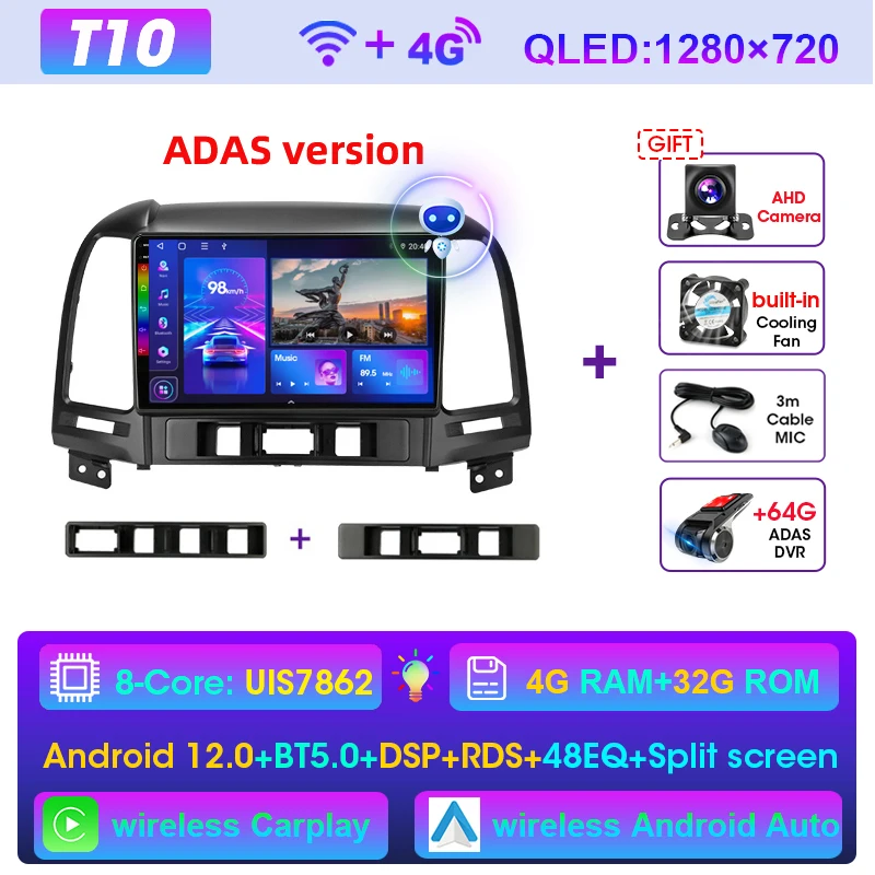 JMCQ Android 12 DSP автомобильное радио мультимедиа видеоплеер навигация GPS для Hyundai Santa Fe 2 2006-2012 2din головное устройство Carplay