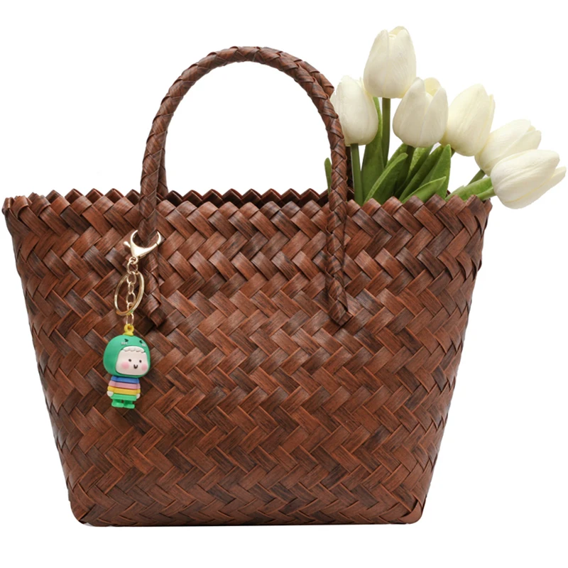 Summer straw bag for women 2023Woven Handmade Handbag Lady Tote Vacation Beach Bag Rattan weave Shoulder Bag travel Shopping bag