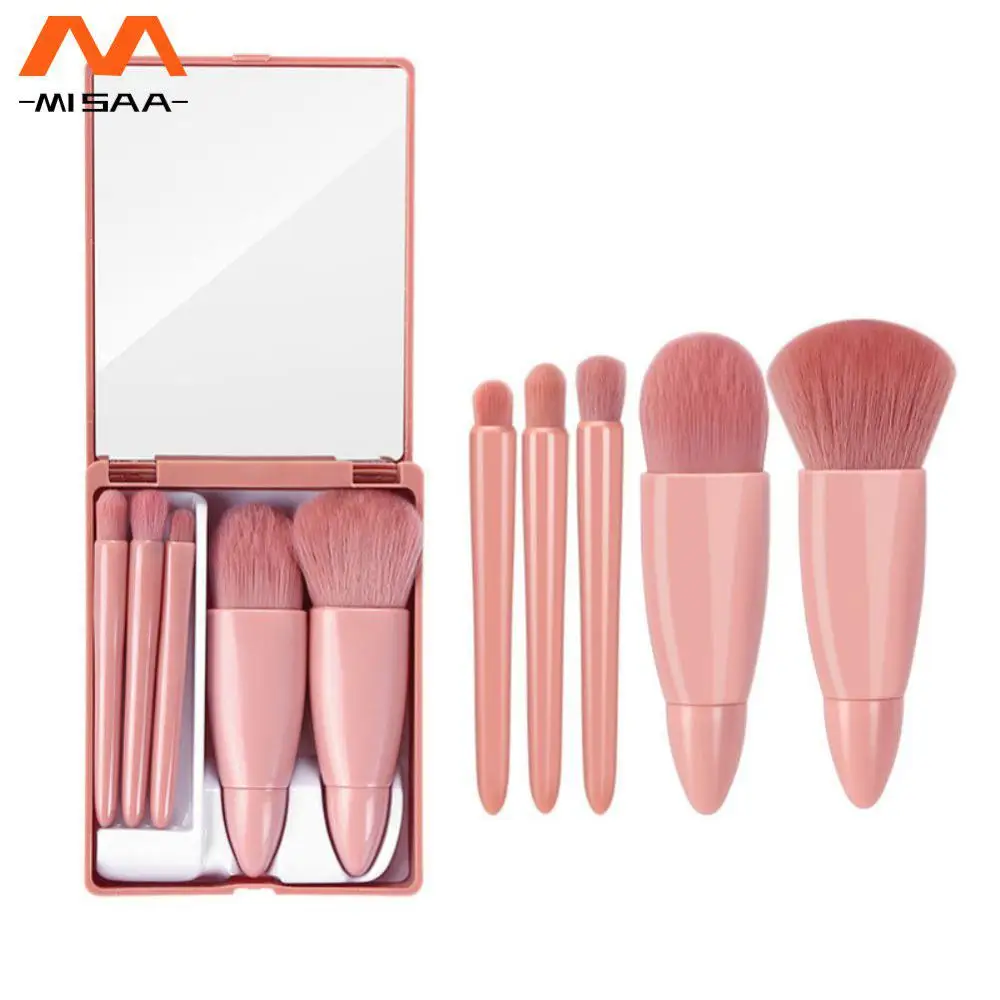 

Portable Makeup Brushes Set Makeup Brush Case With Mirror Cosmetic Brush Soft Bristle Makeup Brushes Pink Travel Size
