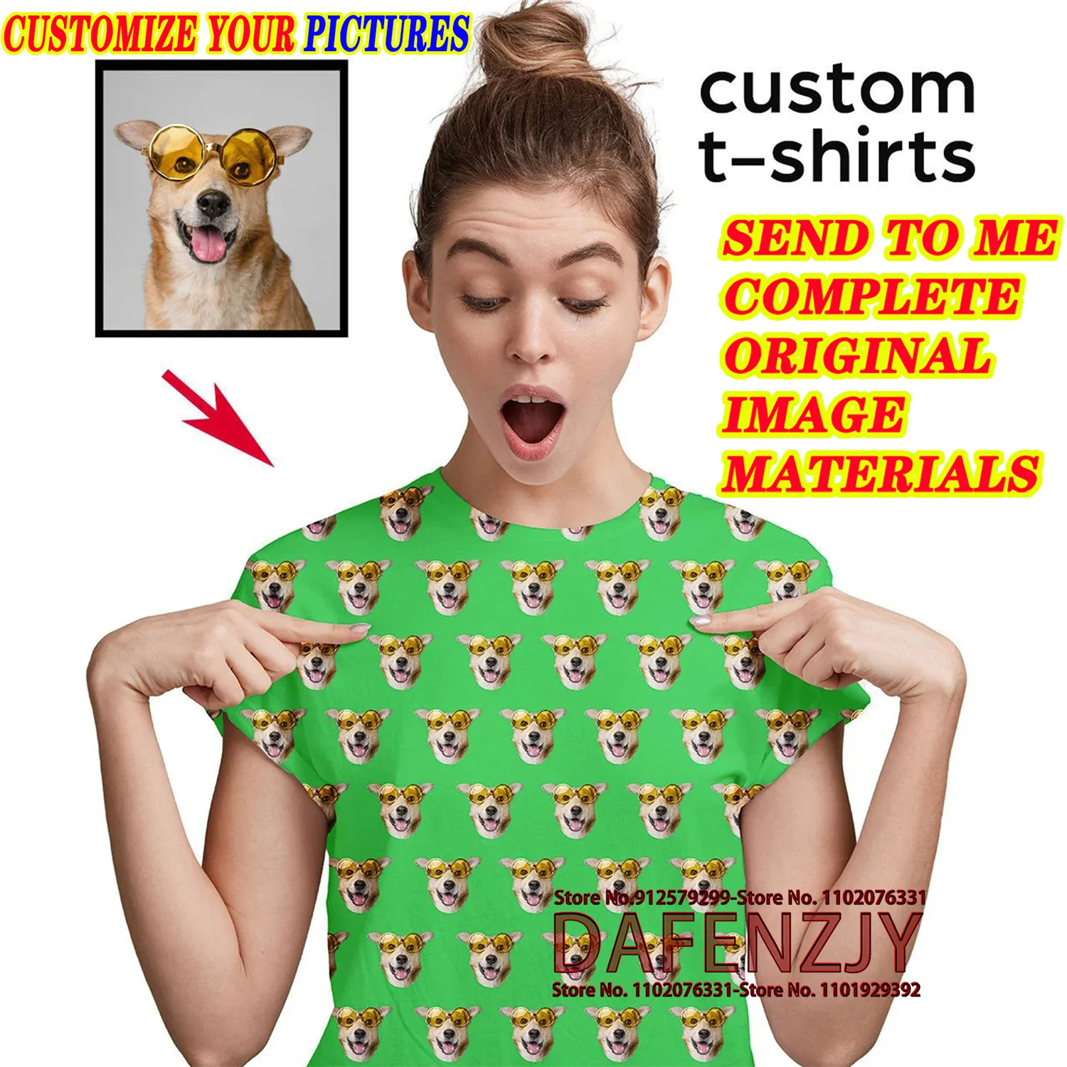 

Custom Your Photo/pet Dog T Shirt Women Short Sleeve Harajuku Tshirt Female T-shirt