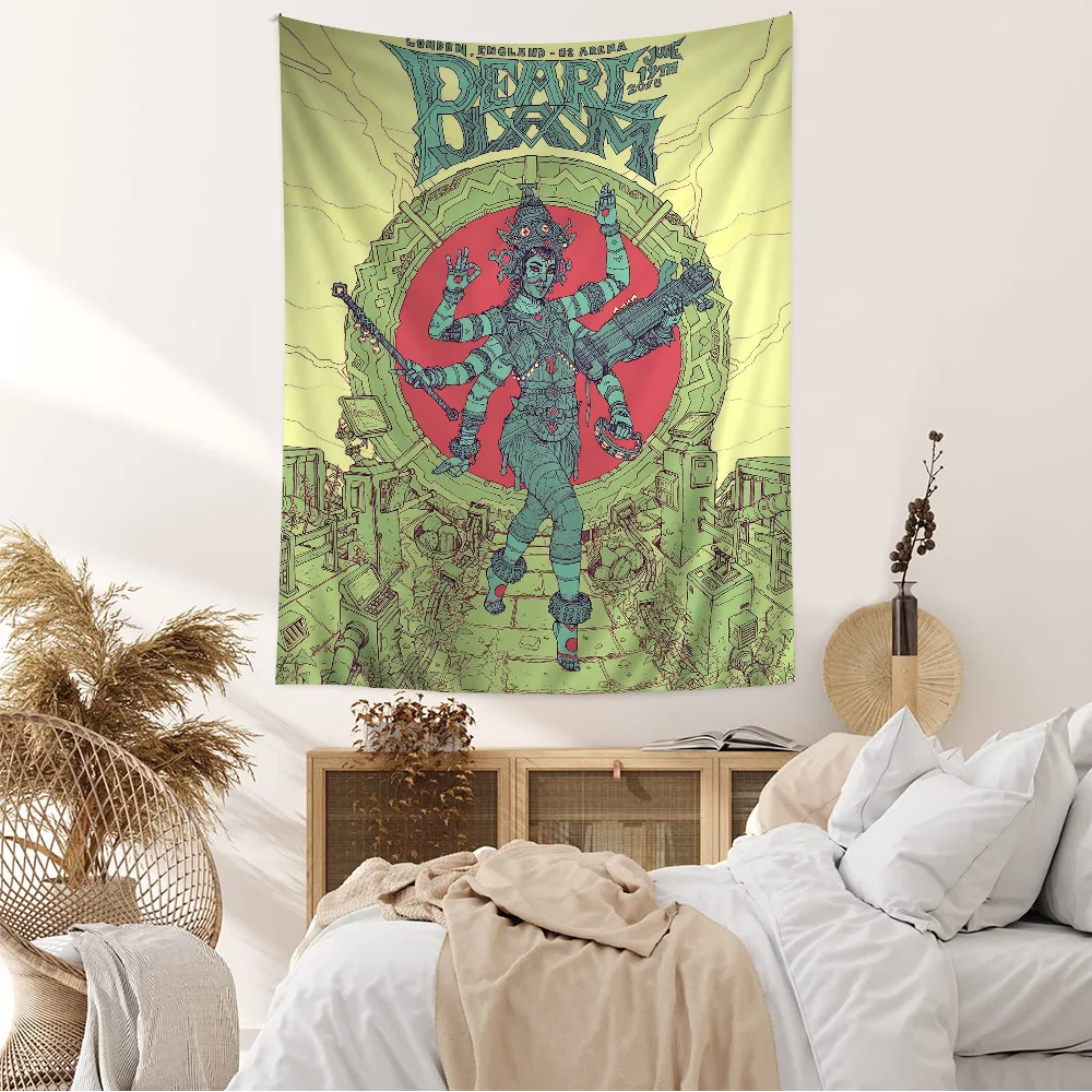 P-Pearl J-Jam Band Cartoon Tapestry Art Science Fiction Room Home Decor Wall Hanging