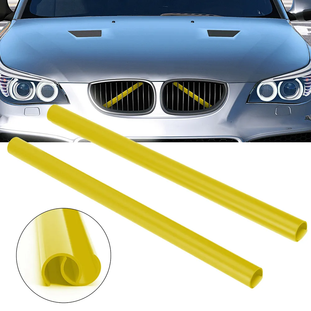 

2pcs 36cm Car V Brace Wrap Grille Trim Strips Yellow For BMW E60 No Discoloration Left/Right/Front Car Exterior Decorations