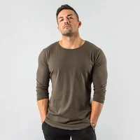 muscle new sports fitness long sleeved t shirt men casual solid color bottoming tshirts spring autumn pullover men tops