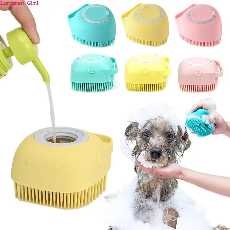 

Puppy Big Dog Cat Bath Massage Gloves Brush Soft Safety Silicone Pet Bathroom Accessories For Dogs Cats Tools Mascotas Products