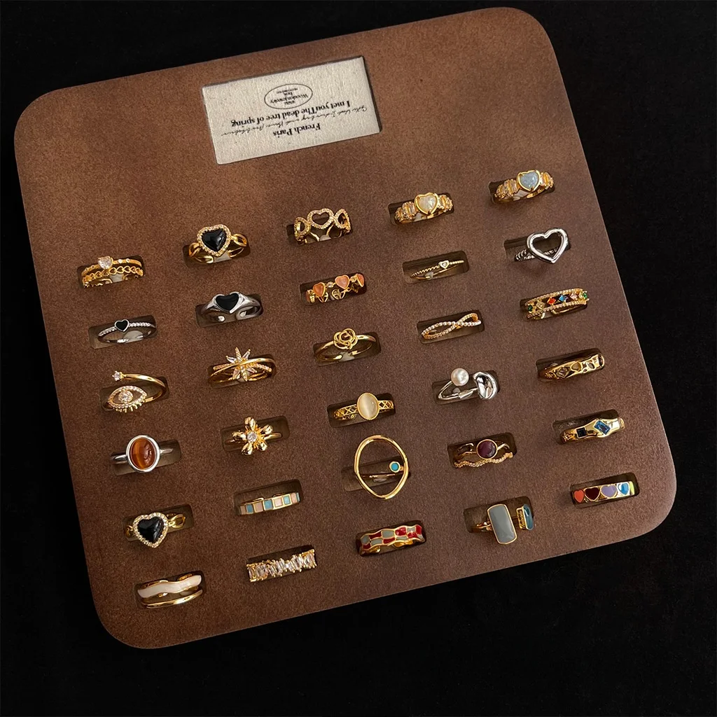 Южная Корея Дизайн Ретро Любовь Эмаль Цветная Глазурь Качающее Масло Кольцо