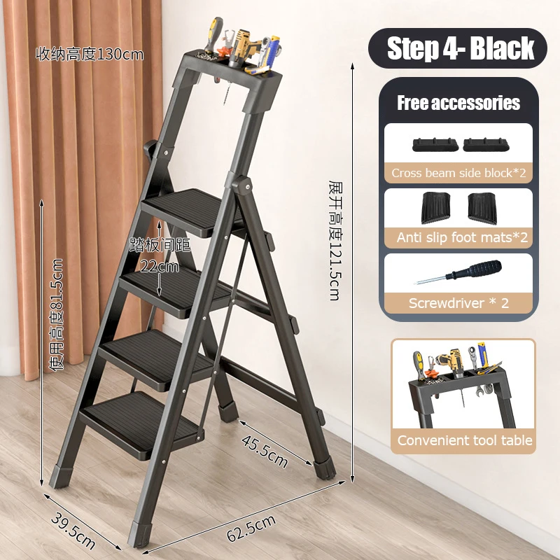 

Folding Ladder For Home Carbon Steel Protable Ladder Chair Strong Load-Bearing Kitchen Step Folding Stool Telescopic Ladders