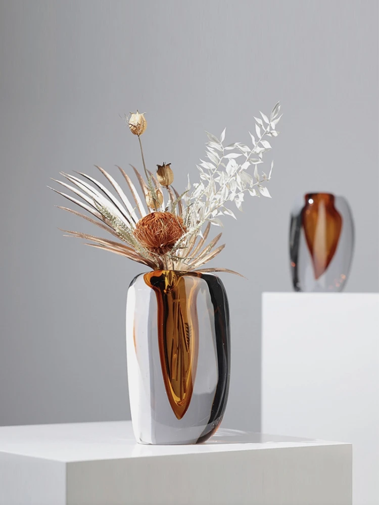 

Atmosphere Sense Soft Decoration Light Luxury Glass Vases Decoration Senior Sense Home Bedroom Flower Device Flower Arrangement