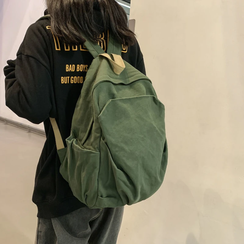 

Рюкзаки Женские однотонные на молнии, школьный ранец в стиле преппи, в студенческом стиле, простой вместительный Универсальный винтажный к...