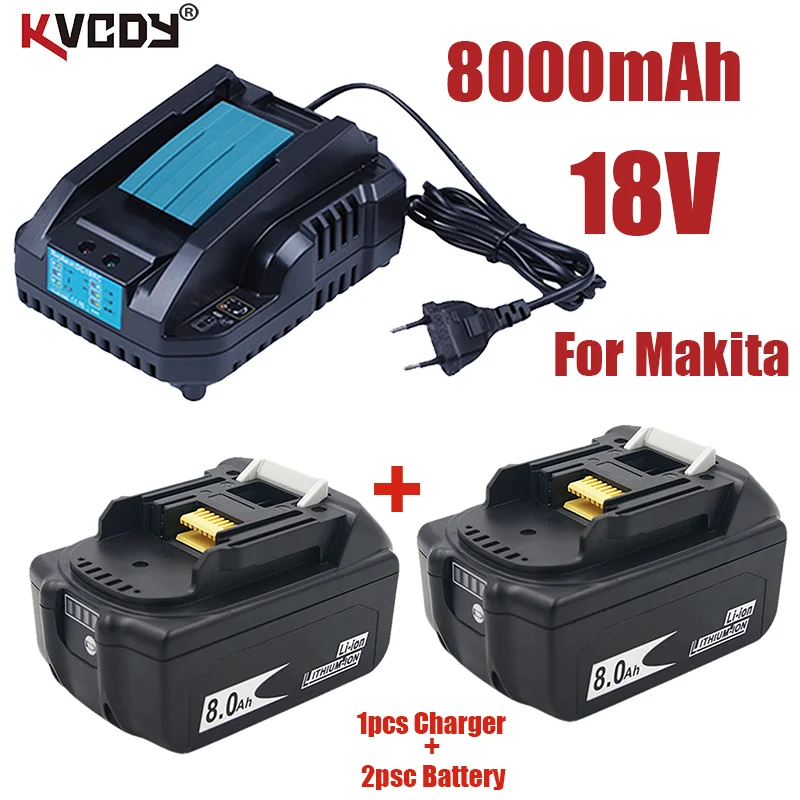 

Аккумуляторная батарея Makita bl1860, 18 в, 8000 мАч, литий-ионный аккумулятор bl1840, bl1850, bl1830, bl1860b, LXT 400 +, зарядное устройство