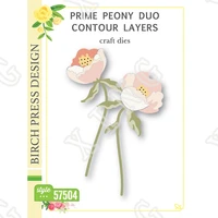 new scrapbook decoration embossing template prime peony duo contour layers metal cutting dies diy gift card handmade craft molds