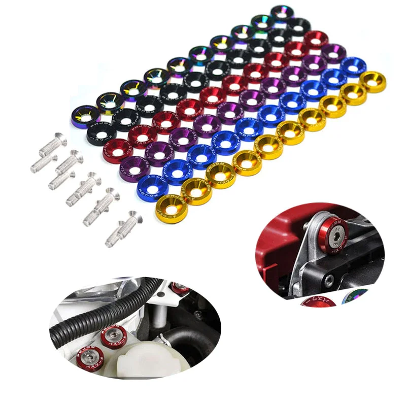 

10pcs M6 JDM Car Modified Hex Fasteners Fender Washer Bumper Engine Concave Screws Car styling