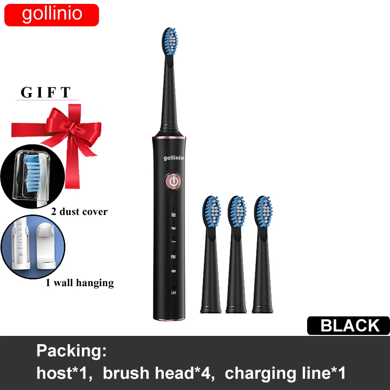 

Электрическая зубная щетка Gollinio, быстрая зарядка через Usb, звуковая электрическая зубная щетка GL42D, перезаряжаемая зубная щетка-продантор, С...