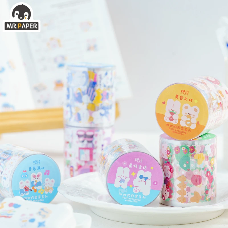 

Mr.paper 6 Styles 300cm/roll Scrapbooking Decoration Material Coated Paper Tape Cheap Kawaii Girly Style Japanese Stickers