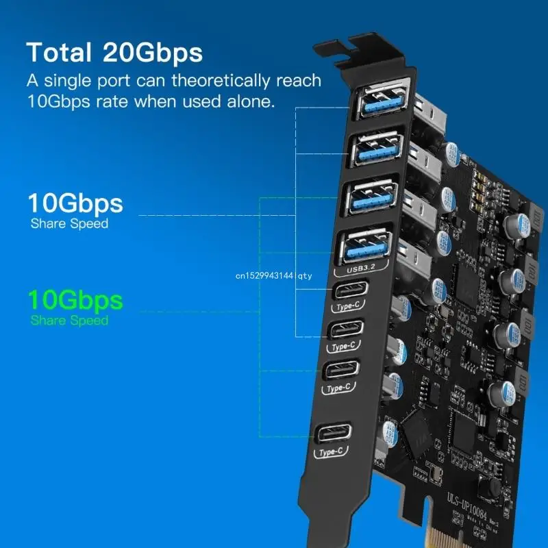 8-портовая карта расширения PCIE Usb 3.2 20 ГБ адаптер PCI-E к USB Type-C USB3.1 x 4 и TypeA для