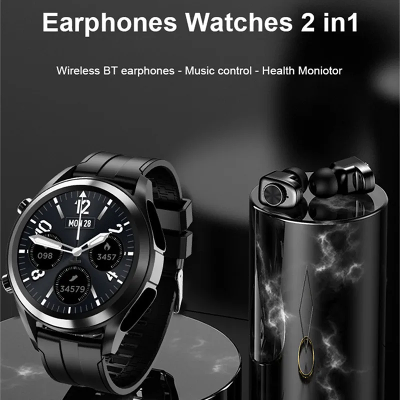 Смарт-часы T10 мужские Tws 2 в 1 Hi-Fi Bluetooth |